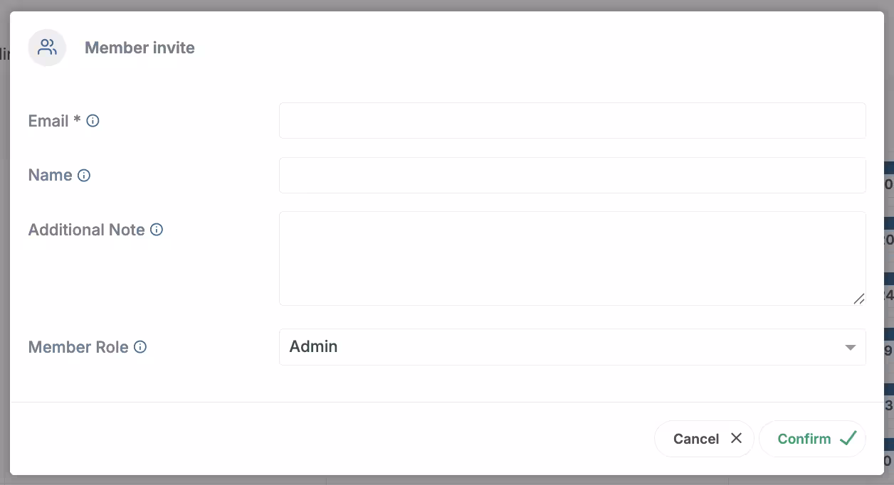 Add Member Popup Form