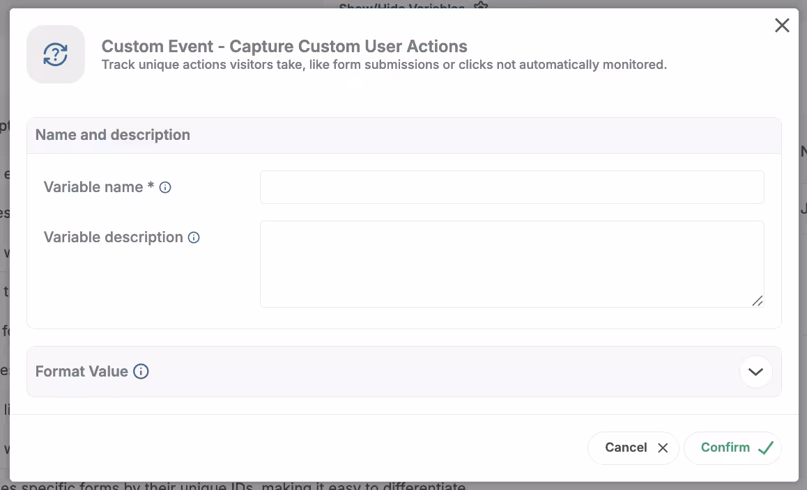 Custom event variable