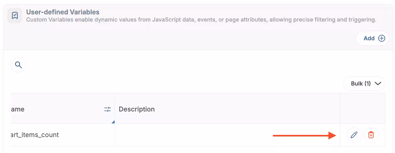 Edit delete variable