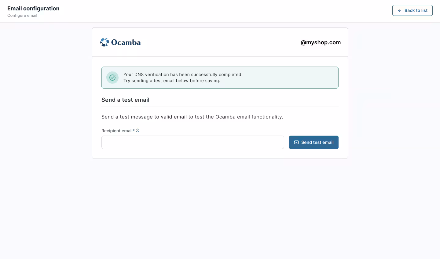 Send a test email window
