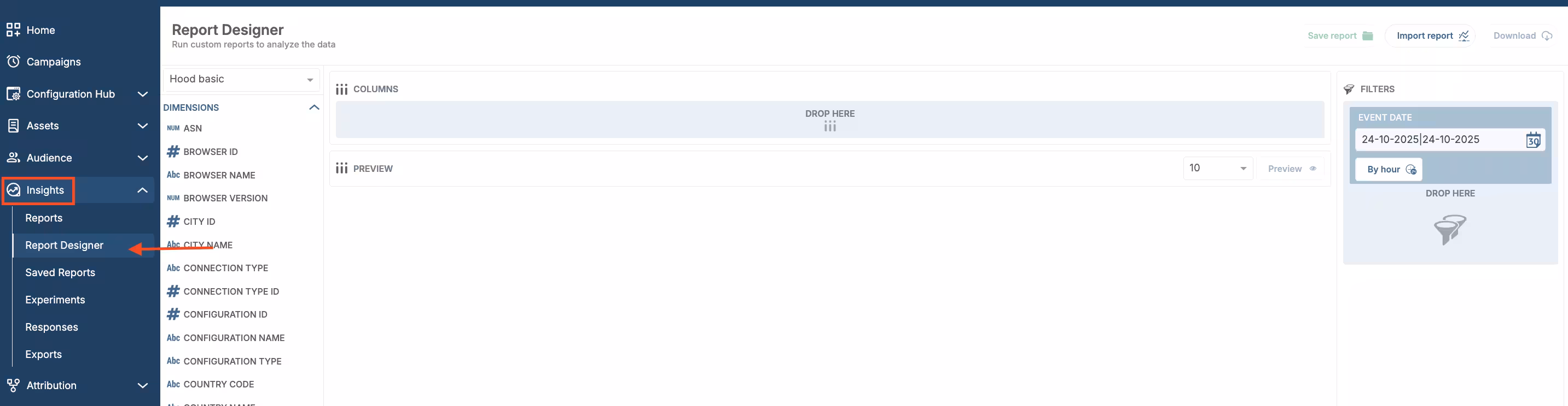 Report Designer Location
