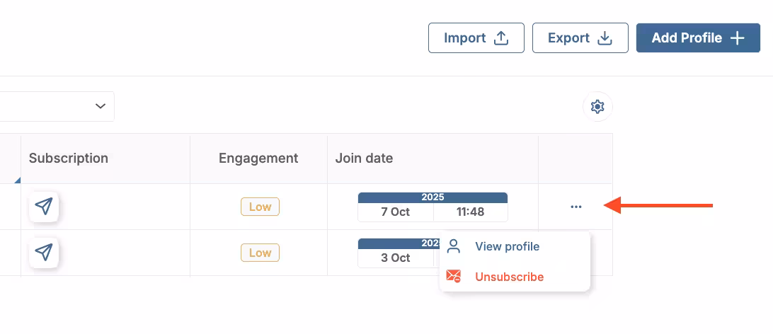 Unsubscribe Profile